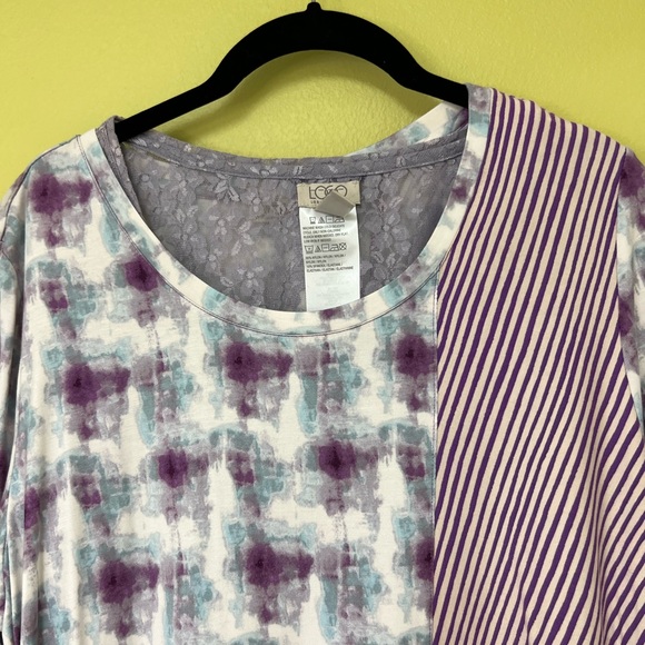 LOGO by Lori Goldstein Purple, lavender, blue and White Tunic And Lace Tank. - Picture 5 of 14